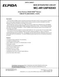 MC-4R128FKE8D-845 datasheet: 128M-byte (64M-WORD x 18-bit) direct rambus DRAM RIMM module MC-4R128FKE8D-845