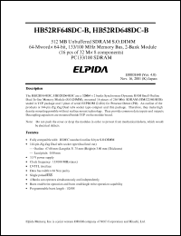 HB52RF648DC-75B datasheet: 512M; 133MHz LVTTL interface SDRAM HB52RF648DC-75B