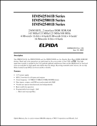 HB5425801BTT-75B datasheet: 256M; 133MHz LVTTL interface SDRAM HB5425801BTT-75B