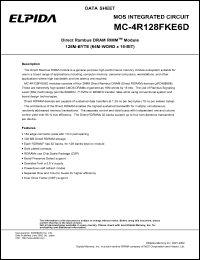 MC-4R128FKE6D-653 datasheet: 128M; 653MHz direct rambus DRAM RIMM module MC-4R128FKE6D-653