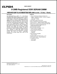 HB54A5129F1U-10B datasheet: 512M; 100MHz DDR SDRAM SO-DIMM HB54A5129F1U-10B