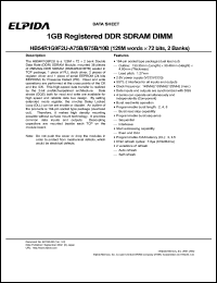 HB54R1G9F2U-10B datasheet: 128M; 100MHz registered DDR SDRAM DIMM HB54R1G9F2U-10B