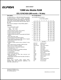 EDL1216CASA-10-E datasheet: 128M; 100MHz mobile RAM EDL1216CASA-10-E