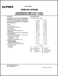 EDS2516APSA-75 datasheet: 256M; 133MHz SDRAM SO-DIMM EDS2516APSA-75