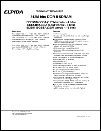 EDE5104GBSA-5A-E datasheet: 512M; DRR-II SDRAM EDE5104GBSA-5A-E