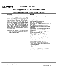 EBD21RD4ABNA-7B datasheet: 256M; DDR SDRAM DIMM EBD21RD4ABNA-7B