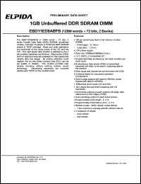 EBD11ED8ABFB-6B datasheet: 128M; DDR SDRAM DIMM EBD11ED8ABFB-6B