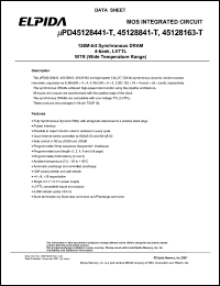 PD45128841G5-A10T-9JF datasheet: 128M; 100MHz synchronous DRAM 4-bank, LVTTL PD45128841G5-A10T-9JF