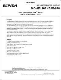 MC-4R128FKE8D-840 datasheet: 128M; 800MHz direct rambus dynamic RAM SO-RIMM module MC-4R128FKE8D-840