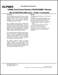 MC-4R128FKK6K-840 datasheet: 256M; 800MHz direct rambus dynamic RAM RIMM module MC-4R128FKK6K-840