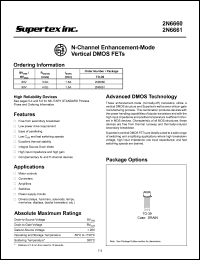 2N6660 datasheet: 60V N-channel enhancement - Mode vertical DMOS FET 2N6660