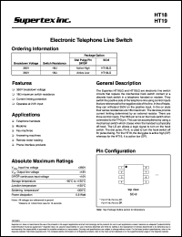 HT18LG datasheet: 350V electronic telephone line switch HT18LG