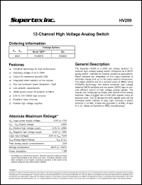 HV209FG datasheet: 200V 12-channel high voltage analog switch HV209FG