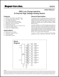 HV214X datasheet: 250V 8-channel high voltage analog switch HV214X