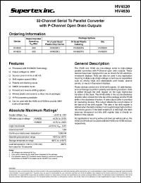 HV4530X datasheet: 300V 32-channel serial to parallel converter P-channel open drain outputs HV4530X