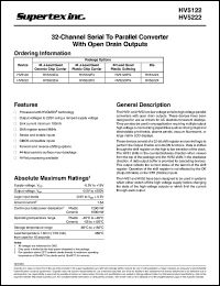 HV5122DJ datasheet: 250V 32-channel serial to parallel converter with open drain push-pull outputs HV5122DJ