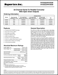 HV5630PJ datasheet: 300V 32-channel serial to parallel converter with open drain outputs HV5630PJ