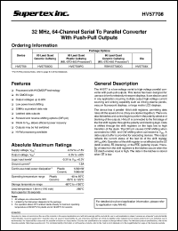 HV57708X datasheet: 32MHz 64-channel serial to parallel converter with push-pull outputs HV57708X