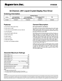 HV6008PJ datasheet: 32-channel +-40V liquid crystal display row driver HV6008PJ