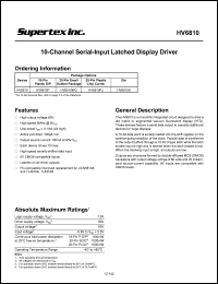 HV6810X datasheet: 90V, 10-channel serial-input latched display driver HV6810X