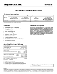 HV7022DJ-C datasheet: 250V, 34-channel serial-input latched display driver HV7022DJ-C