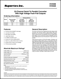 HV9408PJ datasheet: 80V 32-channel serial to parallel converter with high voltage push-pull outputs HV9408PJ