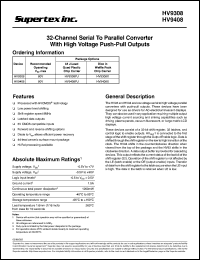 HV9408X datasheet: 80V 32-channel serial to parallel converter with high voltage push-pull outputs HV9408X