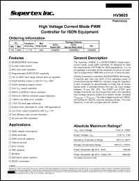 HV9605NG datasheet: 250V high voltage current mode PWM controller for ISDN equipment HV9605NG