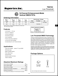 TN0104ND datasheet: 40V dual N-channel enhancement-mode vertical DMOS FET TN0104ND