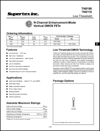 TN0110ND datasheet: 100V N-channel enhancement-mode vertical DMOS FET TN0110ND