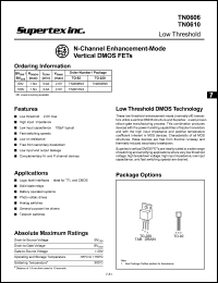 TN0606N5 datasheet: 100V N-channel enhancement-mode vertical DMOS FET TN0606N5