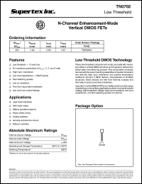 TN0702N3 datasheet: 20V N-channel enhancement-mode vertical DMOS FET TN0702N3