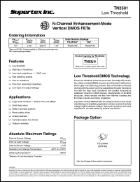 TN2501N8 datasheet: 18V N-channel enhancement-mode vertical DMOS FET TN2501N8