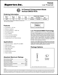 TN2540N3 datasheet: 400V N-channel enhancement-mode vertical DMOS FET TN2540N3