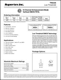 TN5335NW datasheet: 400V N-channel enhancement-mode vertical DMOS FET TN5335NW