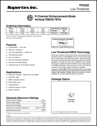 TP2502N8 datasheet: 20V P-channel enhancement-mode vertical DMOS FET TP2502N8