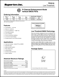 TP2510N8 datasheet: 100V P-channel enhancement-mode vertical DMOS FET TP2510N8