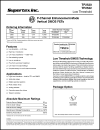 TP2522N8 datasheet: 200V P-channel enhancement-mode vertical DMOS FET TP2522N8