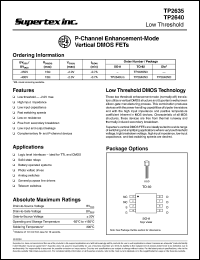 TP2640ND datasheet: 400V P-channel enhancement-mode vertical DMOS FET TP2640ND