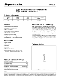 VN1206L datasheet: 120V N-channel enhancement-mode vertical DMOS FET VN1206L