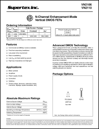 VN2106N3 datasheet: 60V N-channel enhancement-mode vertical DMOS FET VN2106N3