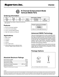 VN2450NW datasheet: 500V N-channel enhancement-mode vertical DMOS FET VN2450NW