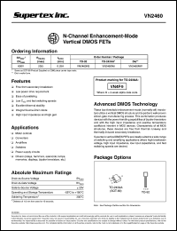 VN2460NW datasheet: 600V N-channel enhancement-mode vertical DMOS FET VN2460NW