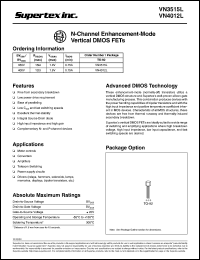 VN3515L datasheet: 350V N-channel enhancement-mode vertical DMOS FET VN3515L