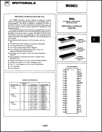 MC6821CL datasheet: Peripherial interface adapter MC6821CL