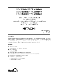 HM5264165FTT-75 datasheet: 64M LVTTL interface SDRAM, 133 MHz, 1-Mword x 16-bit x 4-bank HM5264165FTT-75