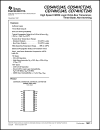 CD74HCT245E datasheet: High speed CMOS logic octal-bus transceiver, three-state, non-inverting CD74HCT245E