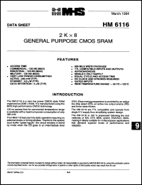 HM1-6116L-9 datasheet: Low power 2K x 8 general purpose CMOS SRAM HM1-6116L-9