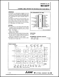 M51387P datasheet: 3-channel video amplifier for high-resolution color display M51387P