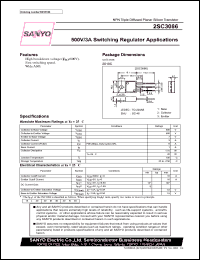 2SC3086 datasheet: NPN transistor for 500V/3A switching regulator applications 2SC3086
